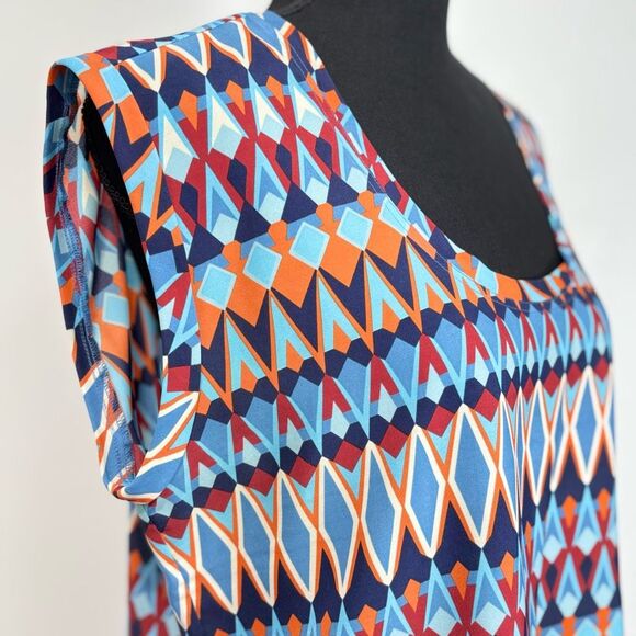 J. Crew Cap Sleeve Abstract Print Scoop Neck Blouse Size 10 Woman’s - Picture 4 of 10